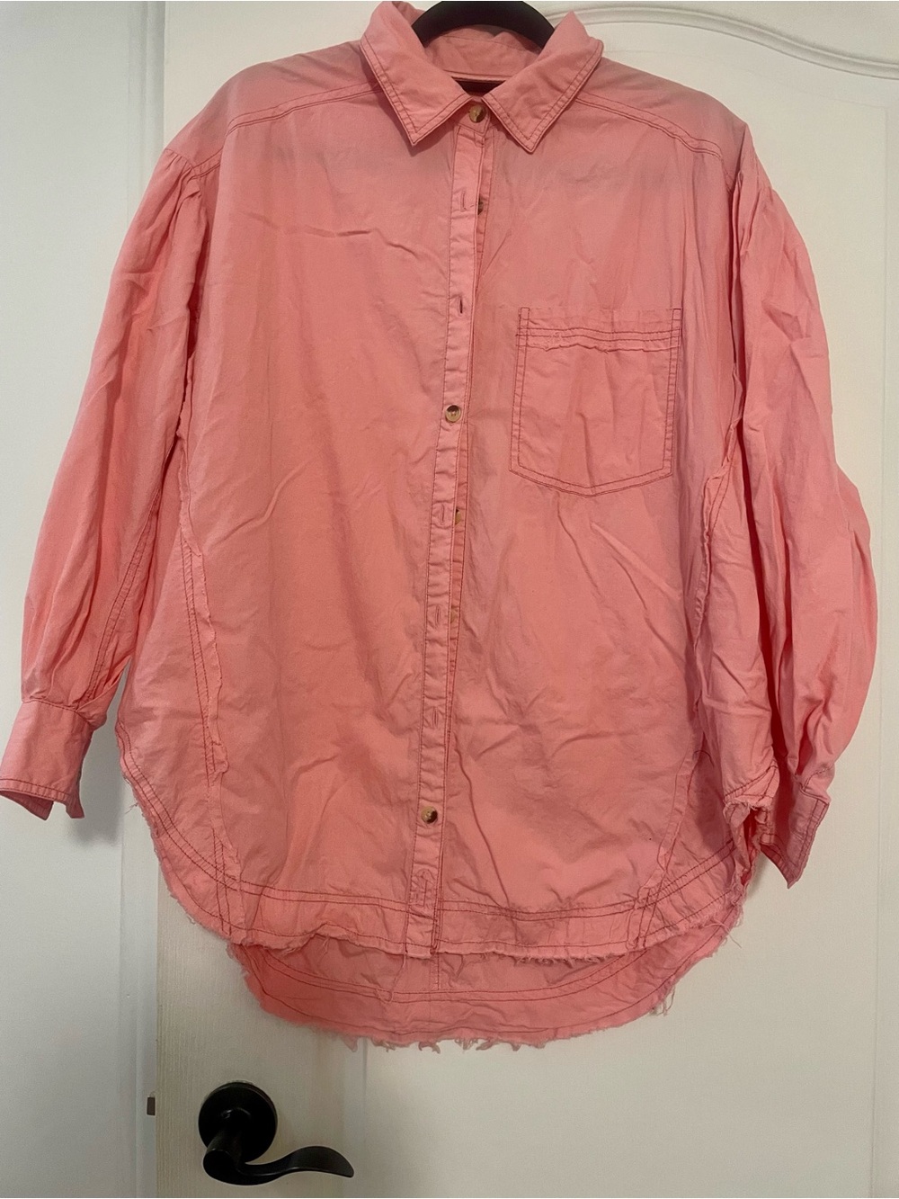 100% Cotton We The Free Pink Button-Up Shirt, Size Small